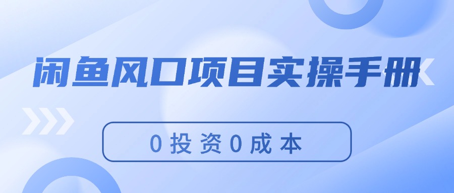 （11923期）闲鱼风口项目实操手册，0投资0成本，让你做到，月入过万，新手可做-凌秋网创
