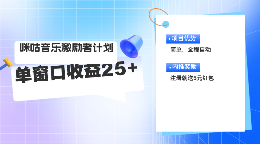 （11942期）咪咕激励者计划，单窗口收益20~25，可矩阵操作-凌秋网创