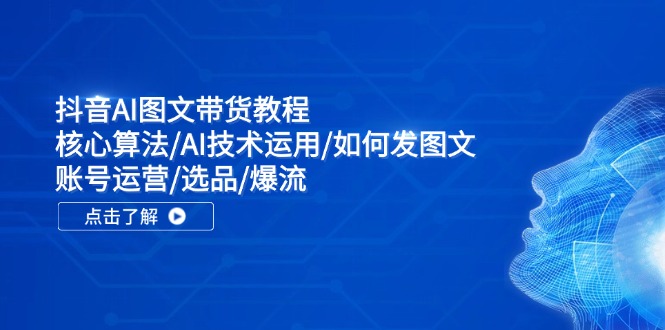 （11958期）抖音AI图文带货教程：核心算法/AI技术运用/如何发图文/账号运营/选品/爆流-凌秋网创
