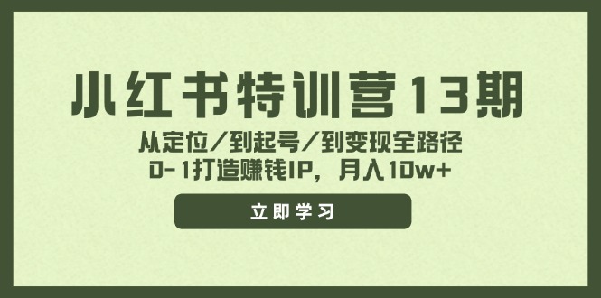 小红书特训营13期，从定位/到起号/到变现全路径，0-1打造赚钱IP，月入10w+-凌秋网创