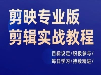 剪映专业版剪辑实战教程，目标设定/积极参与/每日学习/持续精进-凌秋网创