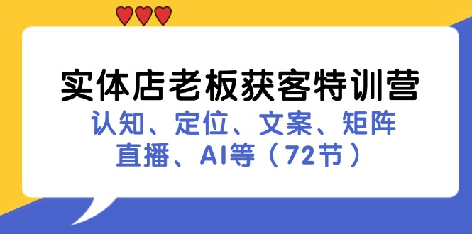 （11991期）实体店老板获客特训营：认知、定位、文案、矩阵、直播、AI等（72节）-凌秋网创