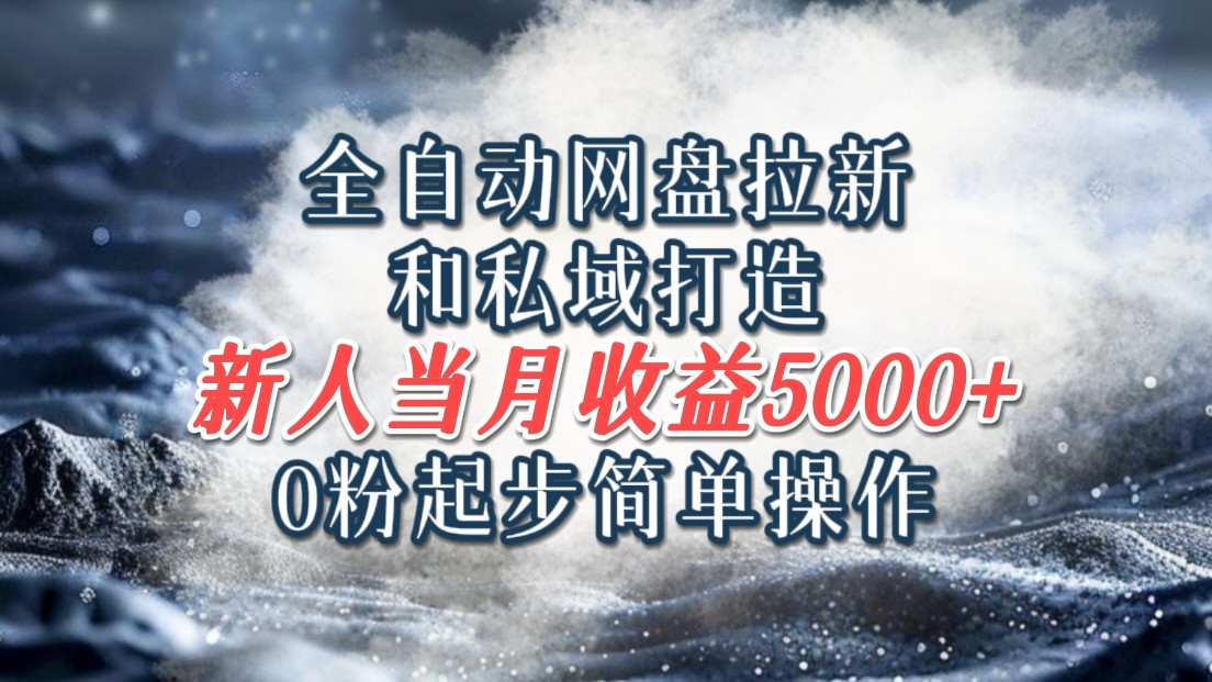 全自动网盘拉新和私域打造，0粉起步简单操作，新人入门当月收益5000以上-凌秋网创