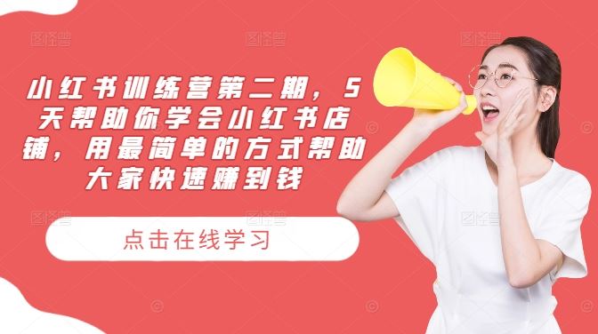 小红书训练营第二期，5天帮助你学会小红书店铺，用最简单的方式帮助大家快速赚到钱-凌秋网创