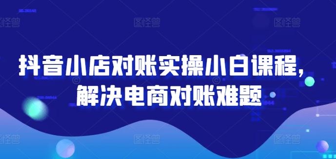 抖音小店对账实操小白课程，解决电商对账难题-凌秋网创