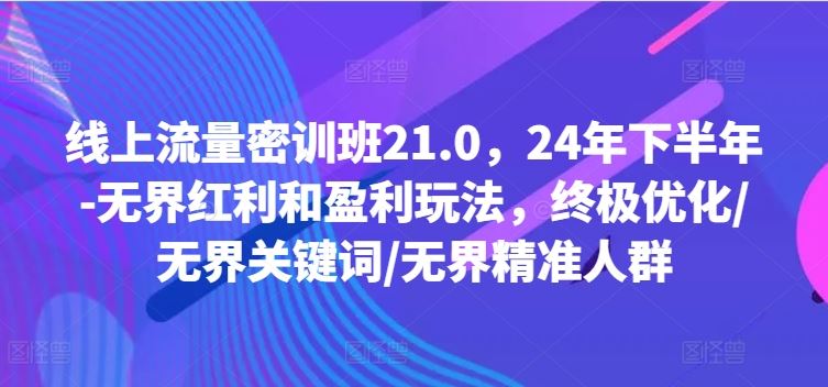 线上流量密训班21.0，24年下半年-无界红利和盈利玩法，终极优化/无界关键词/无界精准人群-凌秋网创