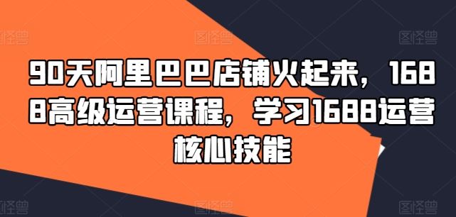 90天阿里巴巴店铺火起来，1688高级运营课程，学习1688运营核心技能-凌秋网创