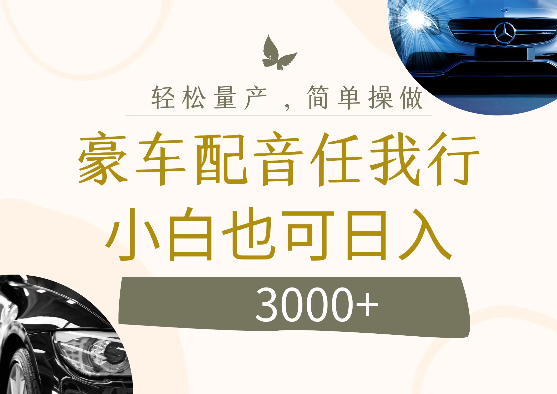 （12206期）不为人知的暴力小项目，豪车配音，日入3000+-凌秋网创