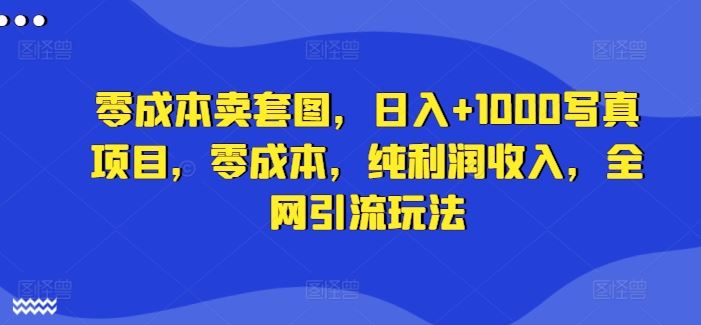 零成本卖套图，日入+1000写真项目，零成本，纯利润收入，全网引流玩法-凌秋网创