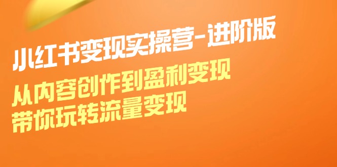 （12234期）小红书变现实操营-进阶版：从内容创作到盈利变现，带你玩转流量变现-凌秋网创
