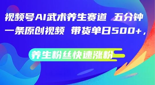 视频号AI武术养生赛道，五分钟一条原创视频，带货单日几张，养生粉丝快速涨粉【揭秘】-凌秋网创