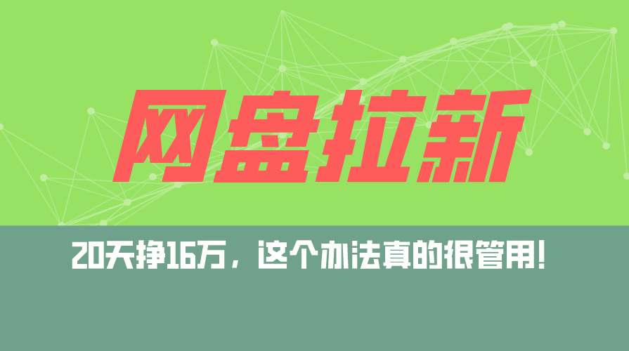 （12294期）网盘拉新+私域运营玩法，零基础入门，小白可操作，当天见效，日入5000+-凌秋网创