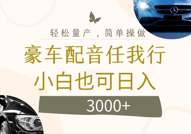 不为人知的暴力小项目，豪车配音，日入几张【揭秘】-凌秋网创