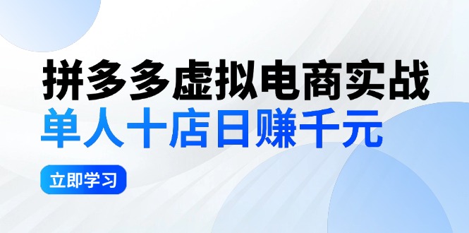 （12326期）拼多多虚拟电商实战：单人10店日赚千元，深耕老项目，稳定盈利不求风口-凌秋网创