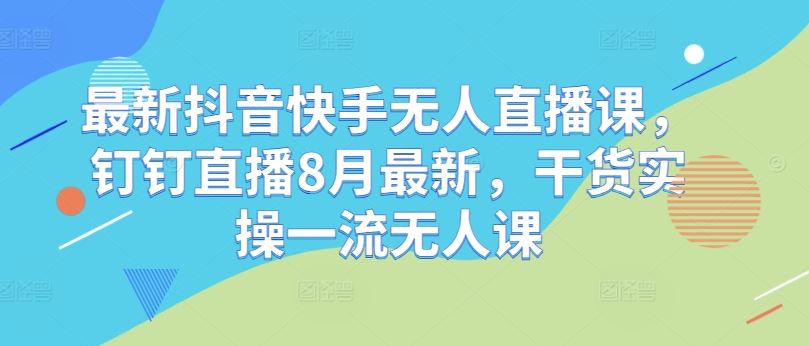 最新抖音快手无人直播课，钉钉直播8月最新，干货实操一流无人课-凌秋网创