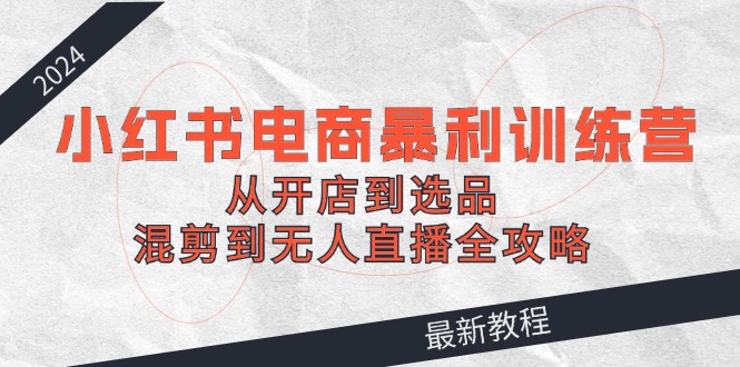 2024小红书电商暴利训练营：从开店到选品，混剪到无人直播全攻略-凌秋网创