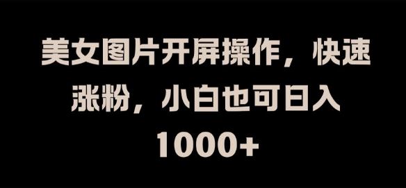 美女图片开屏操作，快速涨粉，小白也可日入1k【揭秘】-凌秋网创