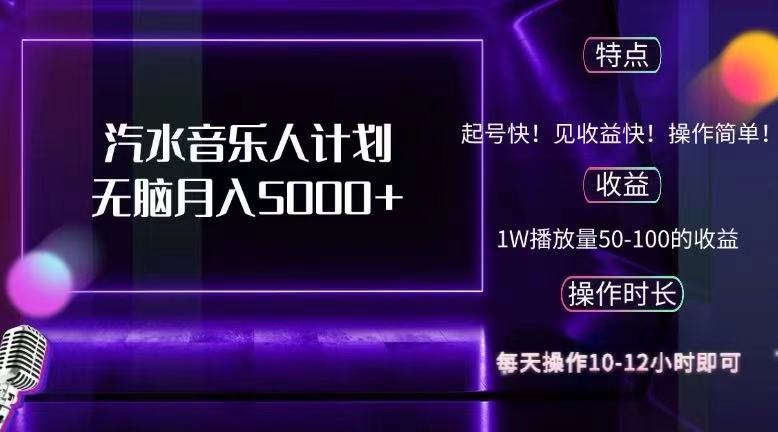 （12429期）抖音汽水音乐人计划无脑月入5000+-凌秋网创