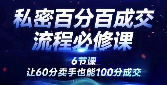 私密百分百成交流程线上训练营，绝对成交，让60分卖手也能100分成交-凌秋网创