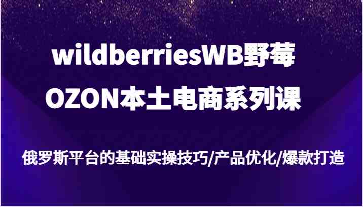 wildberriesWB野莓/OZON本土电商系列课，俄罗斯平台的基础实操技巧/产品优化/爆款打造-凌秋网创
