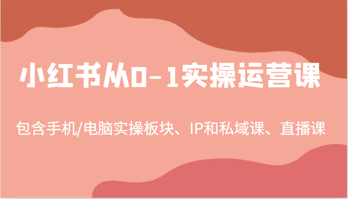小红书从0-1实操运营课，包含手机/电脑实操板块、IP和私域课、直播课（97节）-凌秋网创