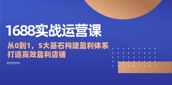 （12482期）1688实战运营课：从0到1，5大基石构建盈利体系，打造高效盈利店铺-凌秋网创