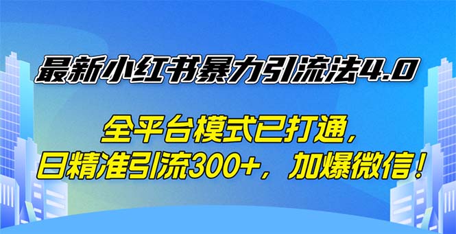 （12505期）最新小红书暴力引流法4.0， 全平台模式已打通，日精准引流300+，加爆微…-凌秋网创