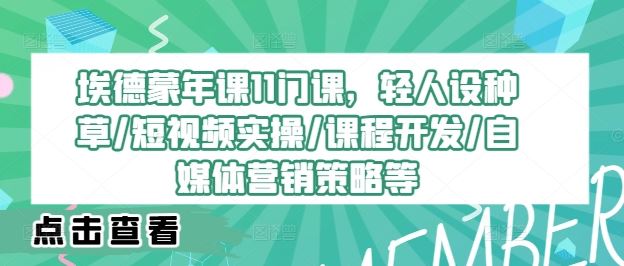 埃德蒙年课11门课，轻人设种草/短视频实操/课程开发/自媒体营销策略等-凌秋网创