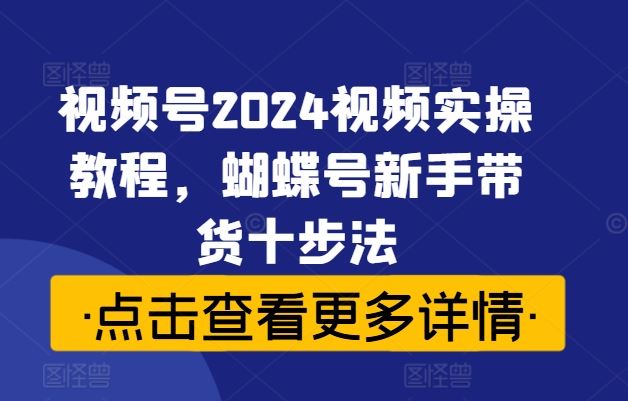 视频号2024视频实操教程，蝴蝶号新手带货十步法-凌秋网创