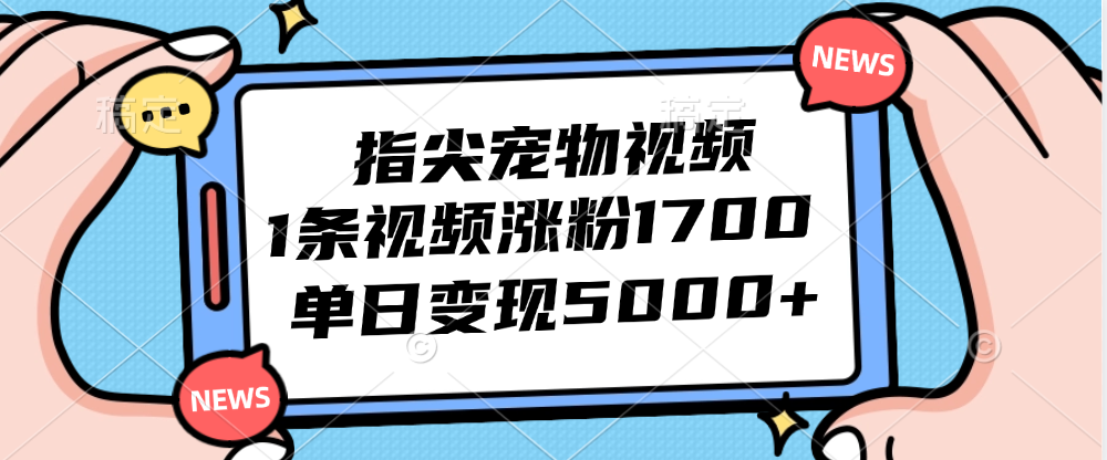 （12549期）指尖宠物视频，1条视频涨粉1700，单日变现5000+-凌秋网创