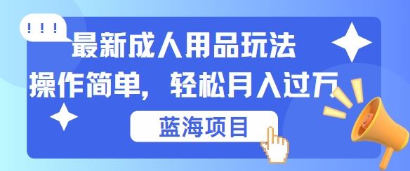 最新成人用品项目玩法，操作简单，动动手，轻松日入几张【揭秘】-凌秋网创