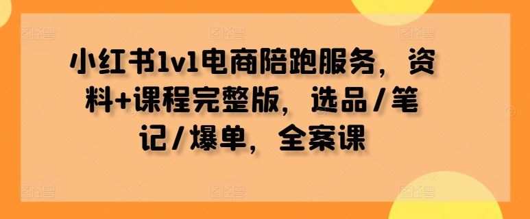 小红书1v1电商陪跑服务，资料+课程完整版，选品/笔记/爆单，全案课-凌秋网创