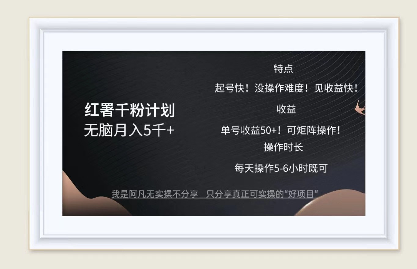 红薯千粉计划无脑月入5千+！既做既赚！-凌秋网创