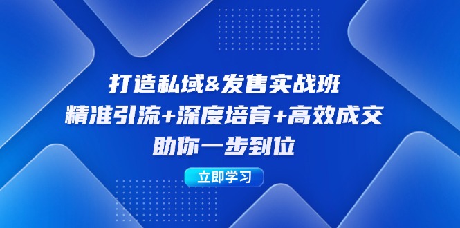 （12642期）打造私域&发售实操班：精准引流+深度培育+高效成交，助你一步到位-凌秋网创