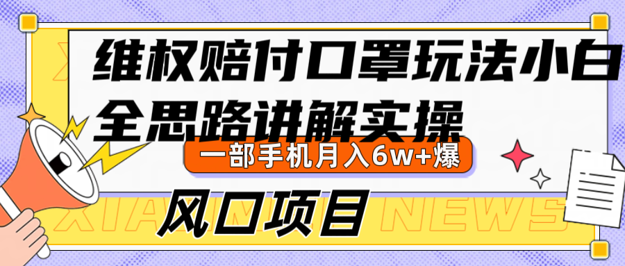 维权赔付口罩玩法，小白也能月入6w+，风口项目实操-凌秋网创
