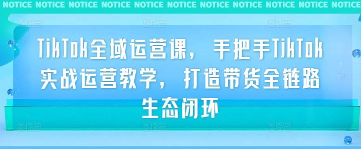 TikTok全域运营课，手把手TikTok实战运营教学，打造带货全链路生态闭环-凌秋网创