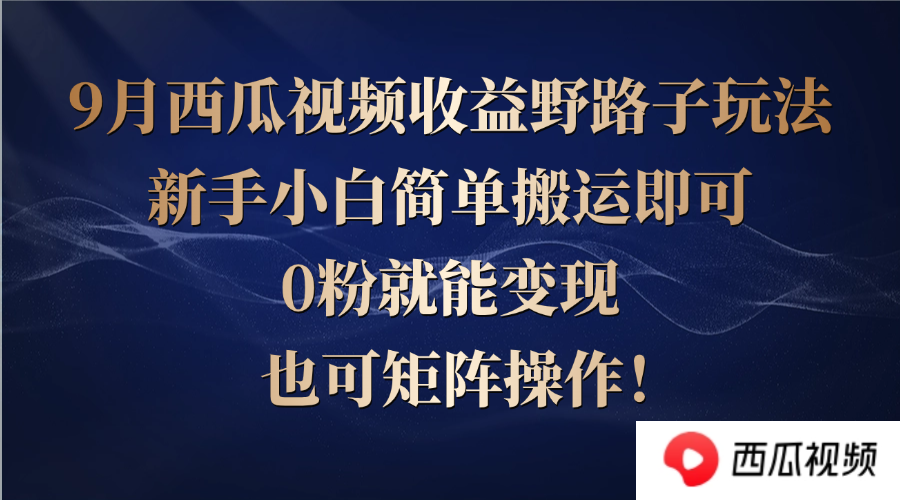 （12760期）西瓜视频收益野路子玩法，新手小白简单搬运即可，0粉就能变现，也可矩…-凌秋网创