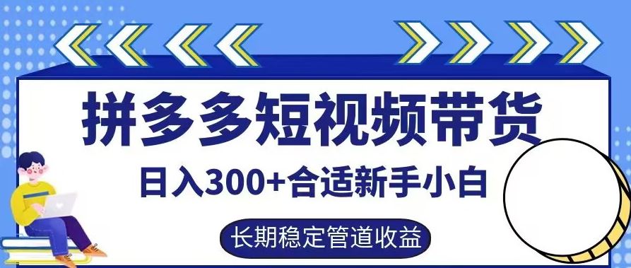 拼多多短视频带货日入300+有长期稳定被动收益，合适新手小白【揭秘】-凌秋网创