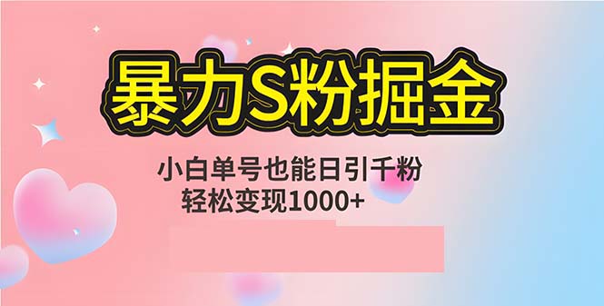 （12778期）单人单机日引千粉，变现1000+，S粉流量掘金计划攻略-凌秋网创
