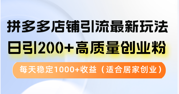 （12893期）拼多多店铺引流最新玩法，日引200+高质量创业粉，每天稳定1000+收益（…-凌秋网创