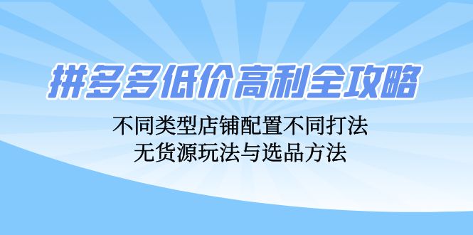 （12897期）拼多多低价高利全攻略：不同类型店铺配置不同打法，无货源玩法与选品方法-凌秋网创