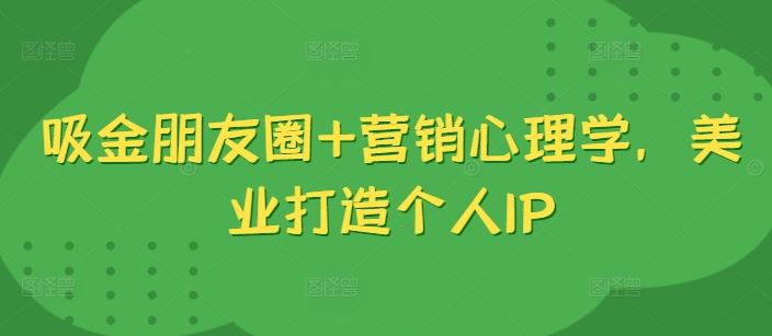 吸金朋友圈+营销心理学，美业打造个人IP-凌秋网创