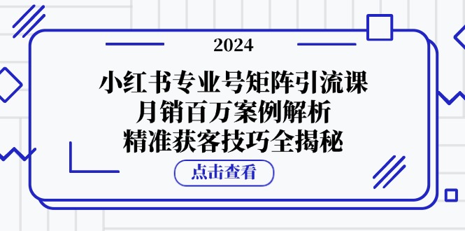 （12943期）小红书专业号矩阵引流课，月销百万案例解析，精准获客技巧全揭秘-凌秋网创