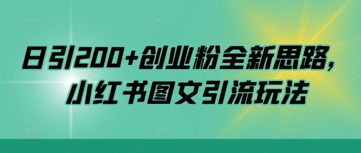 日引200+创业粉全新思路，小红书图文引流玩法【揭秘】-凌秋网创