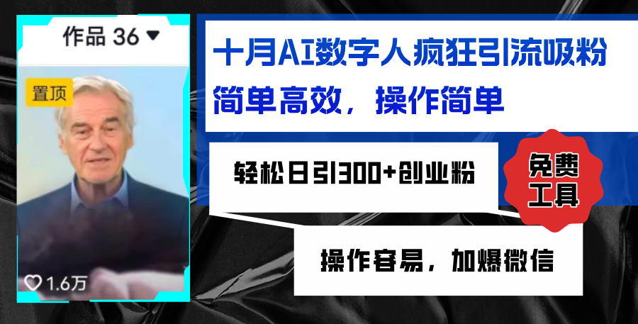 （12963期）AI数字人疯狂引流吸粉，简单高效，日引300+创业粉 ，操作容易，加爆微信-凌秋网创
