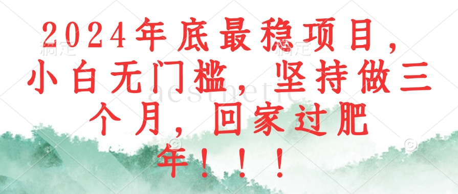 （12970期）2024年底最稳项目，小白无门槛，坚持做三个月，回家过肥年！！！-凌秋网创