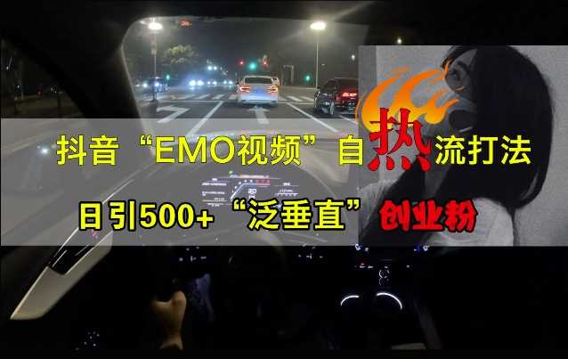 抖音EMO视频自热打法，日引500+“泛垂直”创业粉-凌秋网创