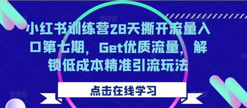 小红书训练营28天撕开流量入口第七期，Get优质流量，解锁低成本精准引流玩法-凌秋网创