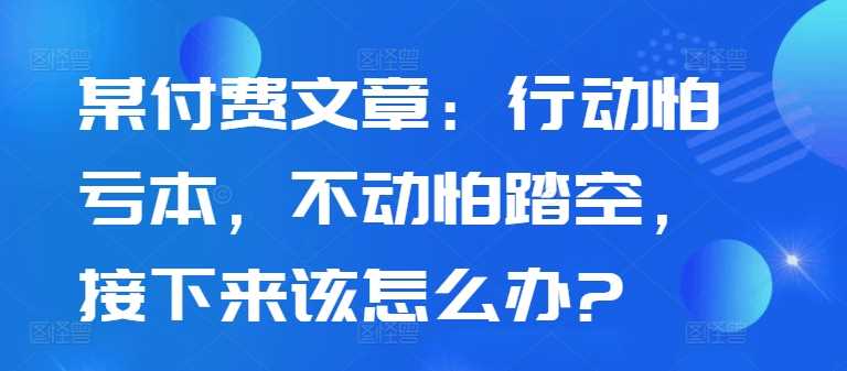 某付费文章：行动怕亏本，不动怕踏空，接下来该怎么办?-凌秋网创