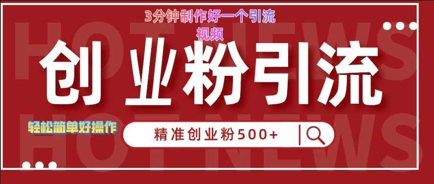 快手被动引流创业粉500+的玩法，3分钟制作好一个引流视频，轻松简单好操作【揭秘】-凌秋网创
